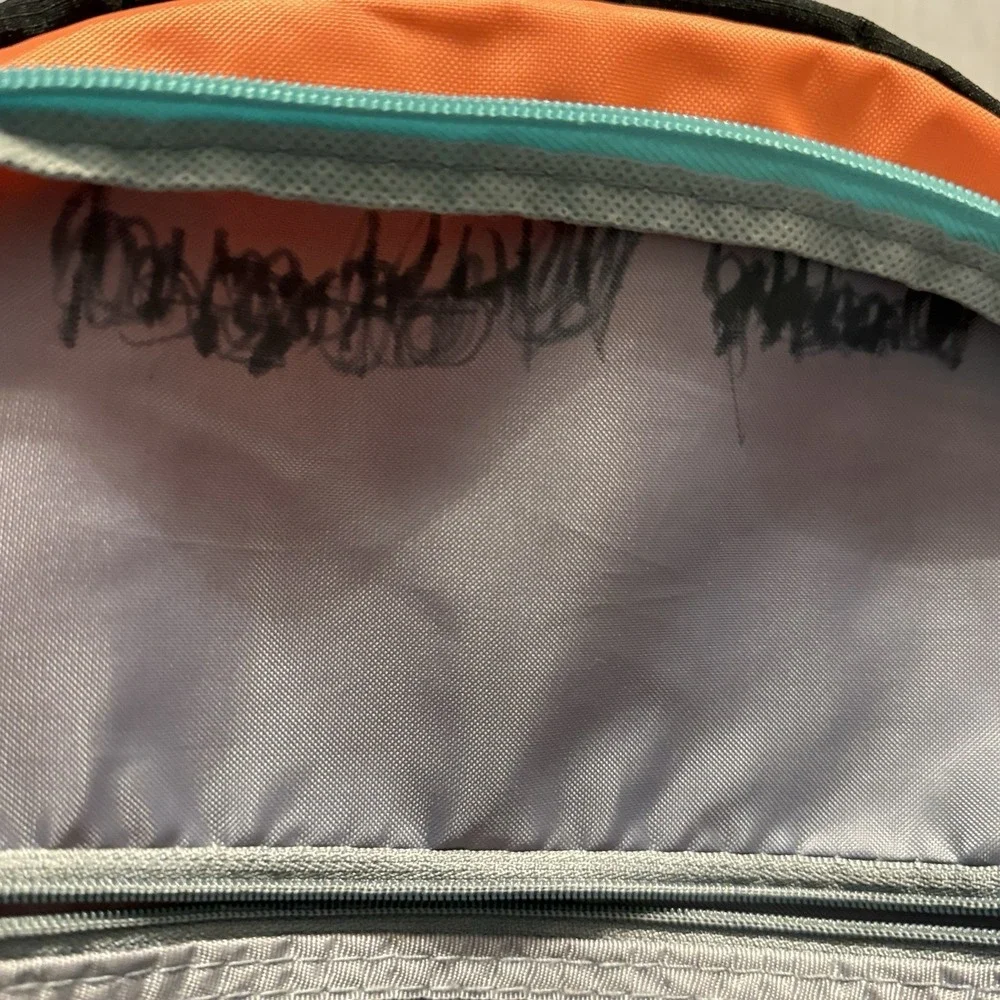 ES Backpack Coral Black Aqua School Travel Laptop Book Bag Multi Pocket‎